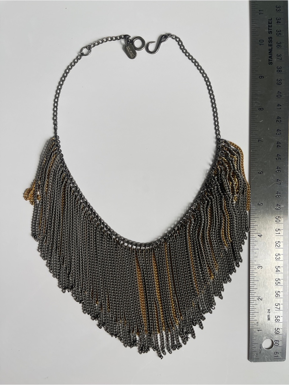 Animale Brazil Luxury Brand Two-Tone Fringe Chain Necklace - Silver & Gold